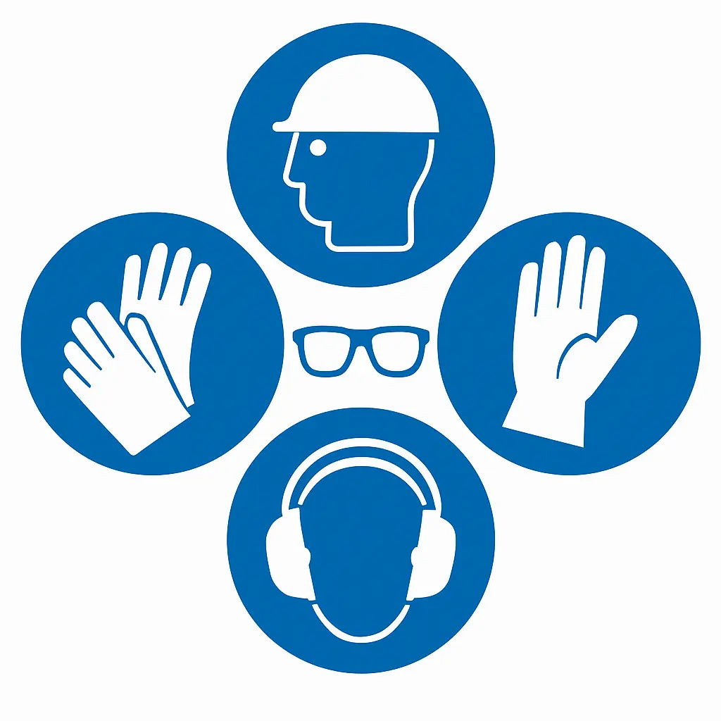 Panneaux d’obligation ISO 7010 – port des EPI et gestes à respecter