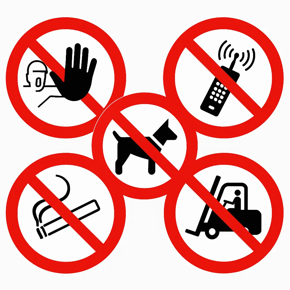 Panneaux d’interdiction ISO 7010 – signalétique claire et durable