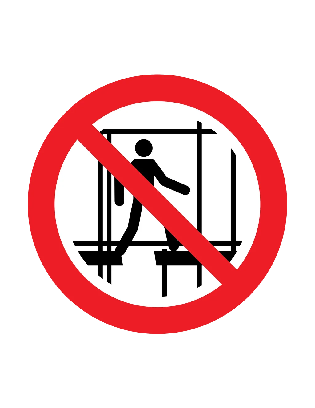 Panneau P026 Ne pas utiliser un échafaudage incomplet – panneau de défense en Valais (Suisse romande)