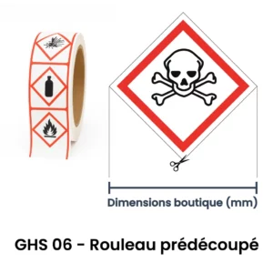 Rouleau d’étiquettes GHS 06 toxicité aiguë (mortelle) – signalisation GHS dans nos ateliers en Valais
