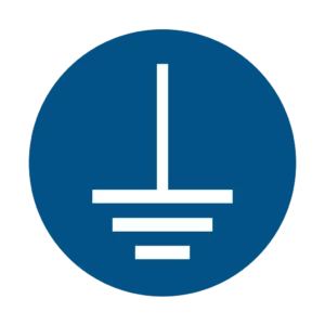 Panneau d'obligation ISO 7010 M005 connexion borne de terre obligatoire – signalétique règlementaire en Suisse romande