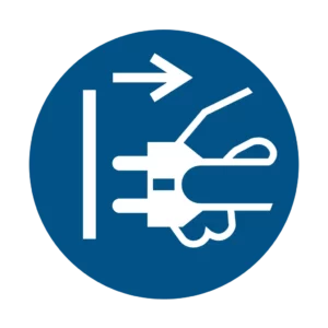 Panneau d'obligation ISO 7010 M006 debrancher la prise electrique obligatoire – signalétique d'obligation dans le canton du Valais