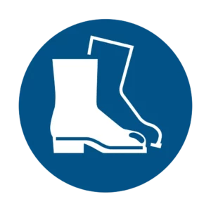 Panneau d'obligation ISO 7010 M008 port protection des pieds obligatoire – signalisation des consignes dans notre atelier en Valais