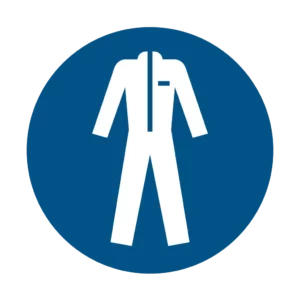 Panneau d'obligation ISO 7010 M010 port vetement de protection obligatoire – signalétique règlementaire dans le Valais suisse