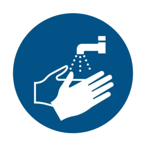 Panneau d'obligation ISO 7010 M011 se laver les mains obligatoire – signalétique d'obligation à Sierre dans le canton du Valais (Suisse)