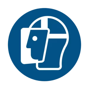 Panneau d'obligation ISO 7010 M013 port visiere obligatoire – signalisation des consignes dans la région du Valais romand