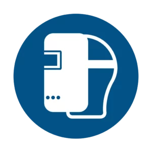 Panneau d'obligation ISO 7010 M018 port masque de soudure obligatoire – signalisation des consignes dans notre atelier en Valais