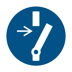 Panneau d'obligation ISO 7010 M021 debrancher avant reparation obligatoire – signalétique d'obligation à Sierre dans le canton du Valais (Suisse)