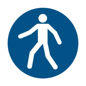 Panneau d'obligation ISO 7010 M024 utiliser ce couloir obligatoire – panneau d'obligation réglementaire à Aigle dans le canton de Vaud (Suisse romande)