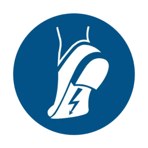 Panneau d'obligation ISO 7010 M032 port chaussures antistatiques obligatoire – panneau de consigne obligatoire en Valais (Suisse romande)