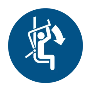 Panneau d'obligation ISO 7010 M033 abaisser barre de securite remontees obligatoire – signalisation des consignes dans la région du Valais romand