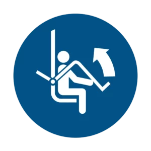 Panneau d'obligation ISO 7010 M034 relever barre de securite remontees obligatoire – panneau d'obligation réglementaire à Aigle dans le canton de Vaud (Suisse romande)