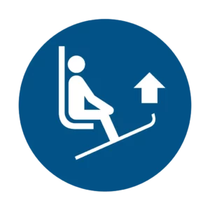 Panneau d'obligation ISO 7010 M036 garder pointes skis levees obligatoire – signalétique d'obligation dans le canton du Valais