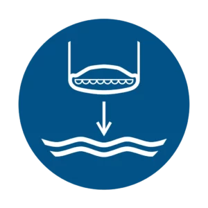 Panneau d'obligation ISO 7010 M039 descendre canot sauvetage obligatoire – panneau d'obligation réglementaire dans nos ateliers en Valais