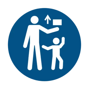 Panneau d'obligation ISO 7010 M055 hors portee des enfants obligatoire – signalétique règlementaire en Suisse romande