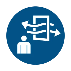 Panneau d'obligation ISO 7010 M056 ventilation avant et pendant acces obligatoire – signalétique d'obligation dans le canton du Valais