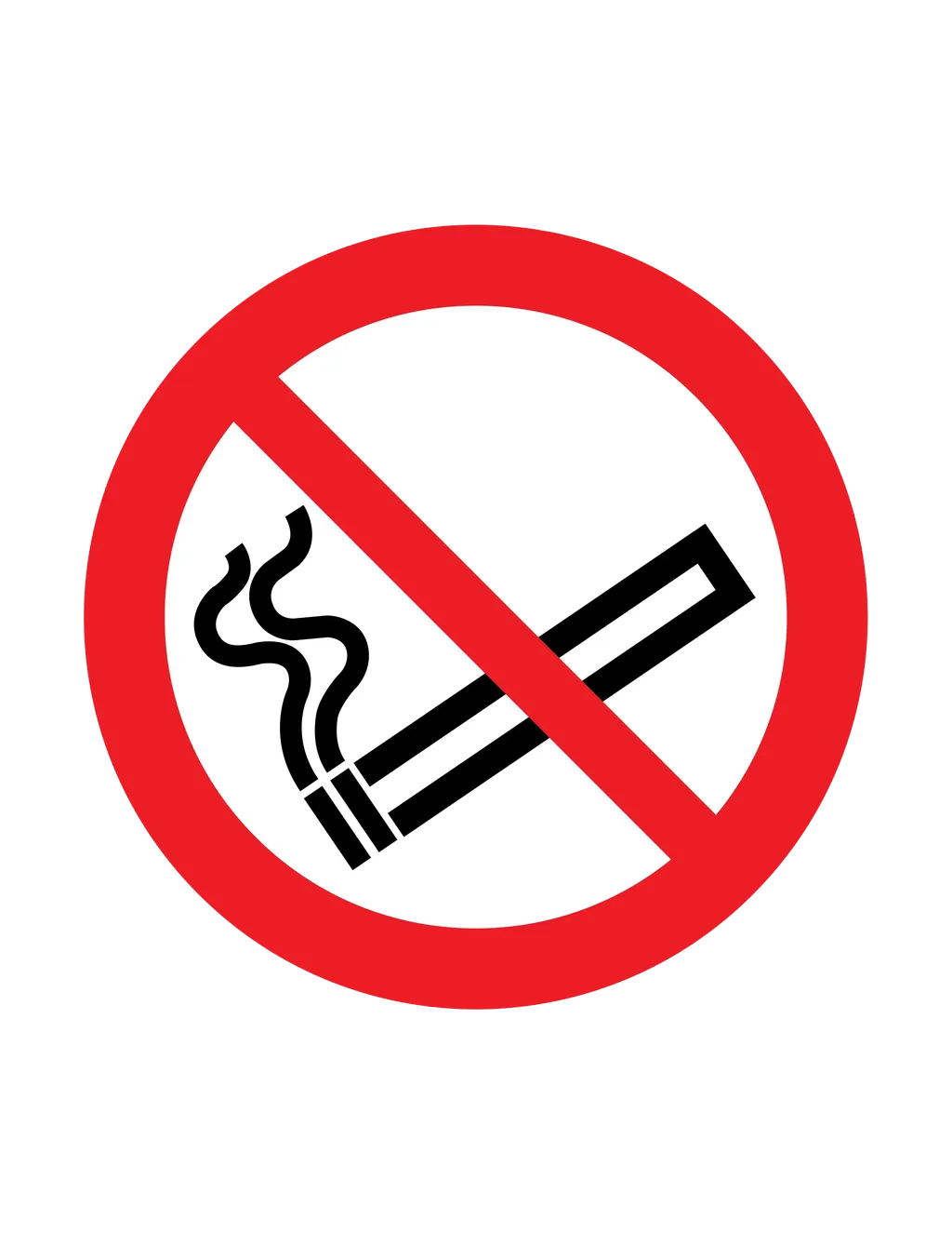 Panneau d'interdiction ISO 7010 P002 interdiction de fumer – panneau de défense en Valais (Suisse romande)