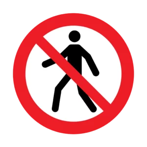 Panneau d'interdiction ISO 7010 P004 pas de passage – signalétique de prohibition à Aigle dans le canton de Vaud (Suisse romande)