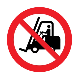 Panneau d'interdiction ISO 7010 P006 interdiction chariots industriels – signalétique d'interdiction dans le canton du Valais