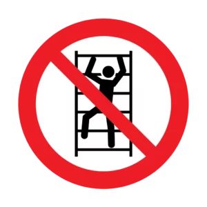 Panneau d'interdiction ISO 7010 P009 interdiction de grimper – signalétique de prohibition dans nos ateliers en Valais