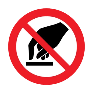 Panneau d'interdiction ISO 7010 P010 ne pas toucher – panneau de restriction dans le Valais suisse
