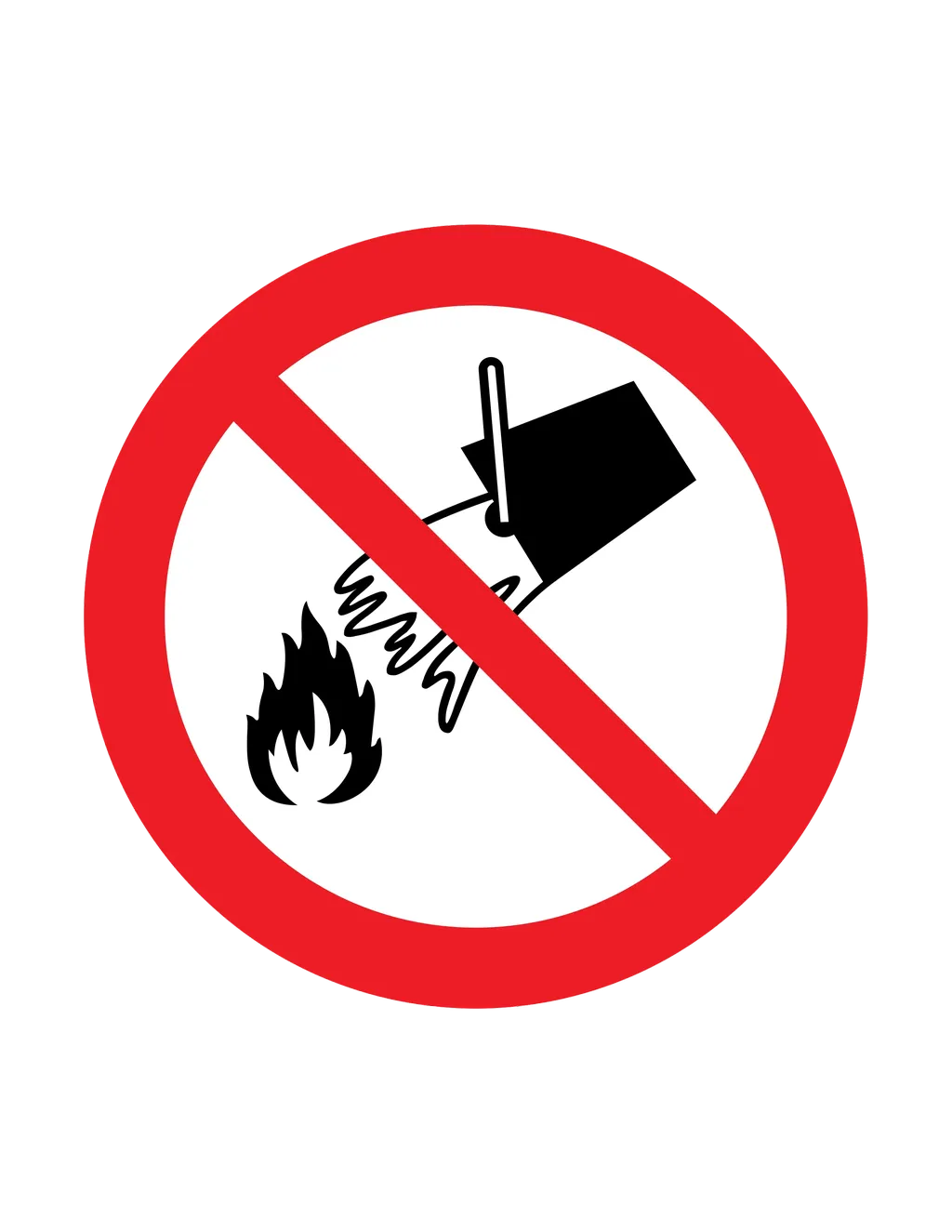 Panneau d'interdiction ISO 7010 P011 ne pas eteindre avec eau – signalétique d'interdiction à Sierre dans le canton du Valais (Suisse)