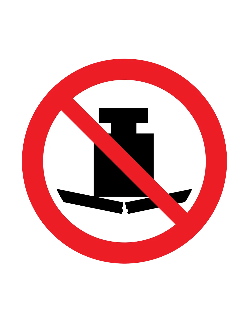 Panneau d'interdiction ISO 7010 P012 pas de charge lourde – panneau de défense en Valais (Suisse romande)