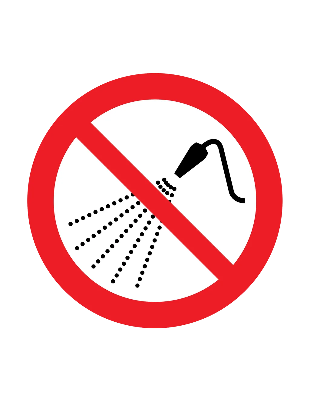 Panneau d'interdiction ISO 7010 P016 ne pas pulveriser deau – signalétique d'interdiction dans le canton du Valais