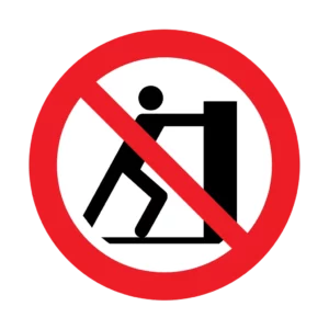 Panneau d'interdiction ISO 7010 P017 ne pas pousser – panneau de défense en Suisse