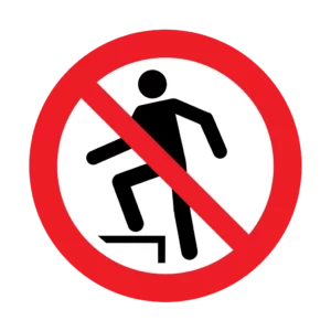 Panneau d'interdiction ISO 7010 P019 ne pas marcher sur surface – signalétique de prohibition dans nos ateliers en Valais