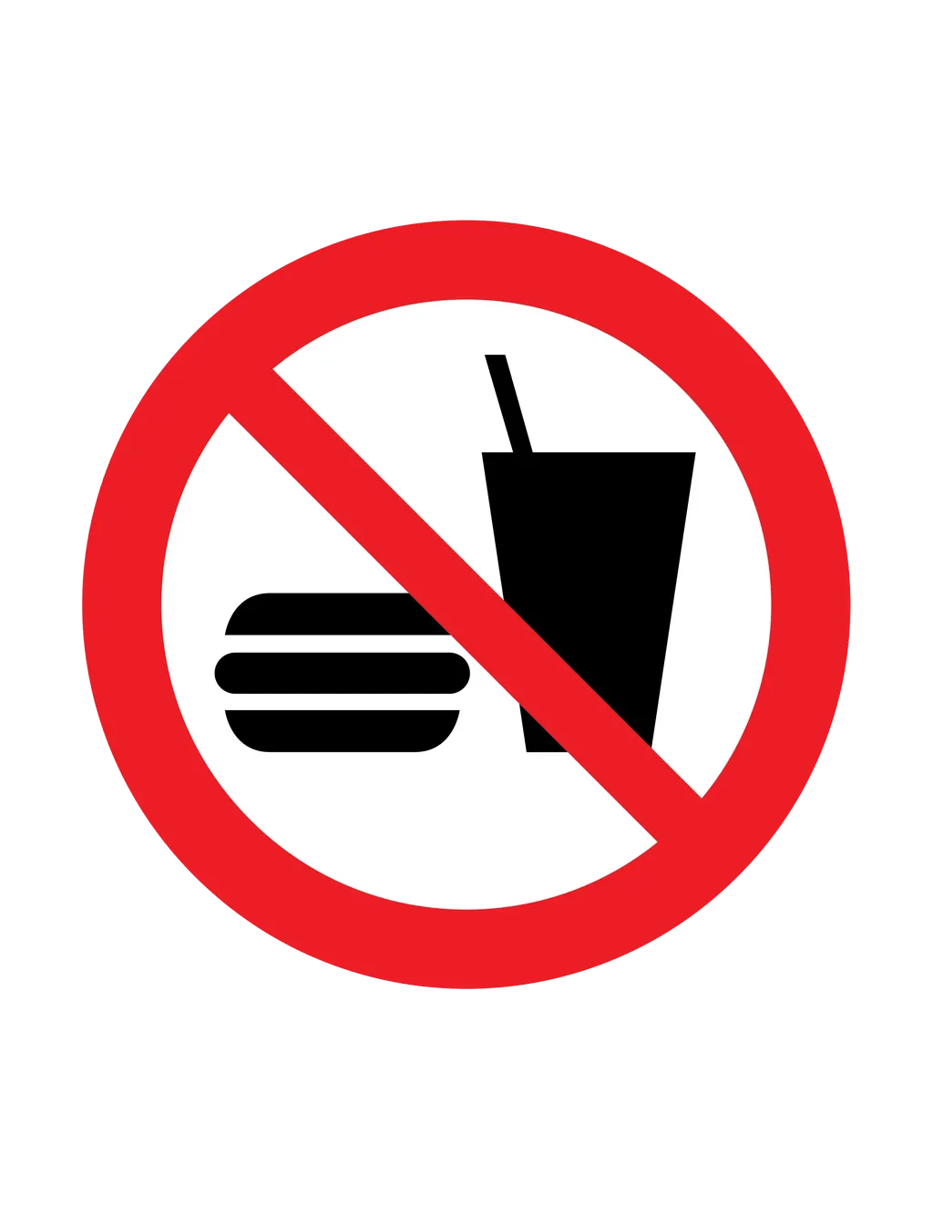 Panneau d'interdiction ISO 7010 P022 interdiction de manger et boire – panneau de défense en Valais (Suisse romande)