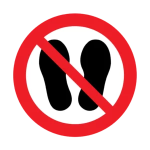 Panneau d'interdiction ISO 7010 P024 ne pas se tenir debout – signalétique de prohibition à Aigle dans le canton de Vaud (Suisse romande)