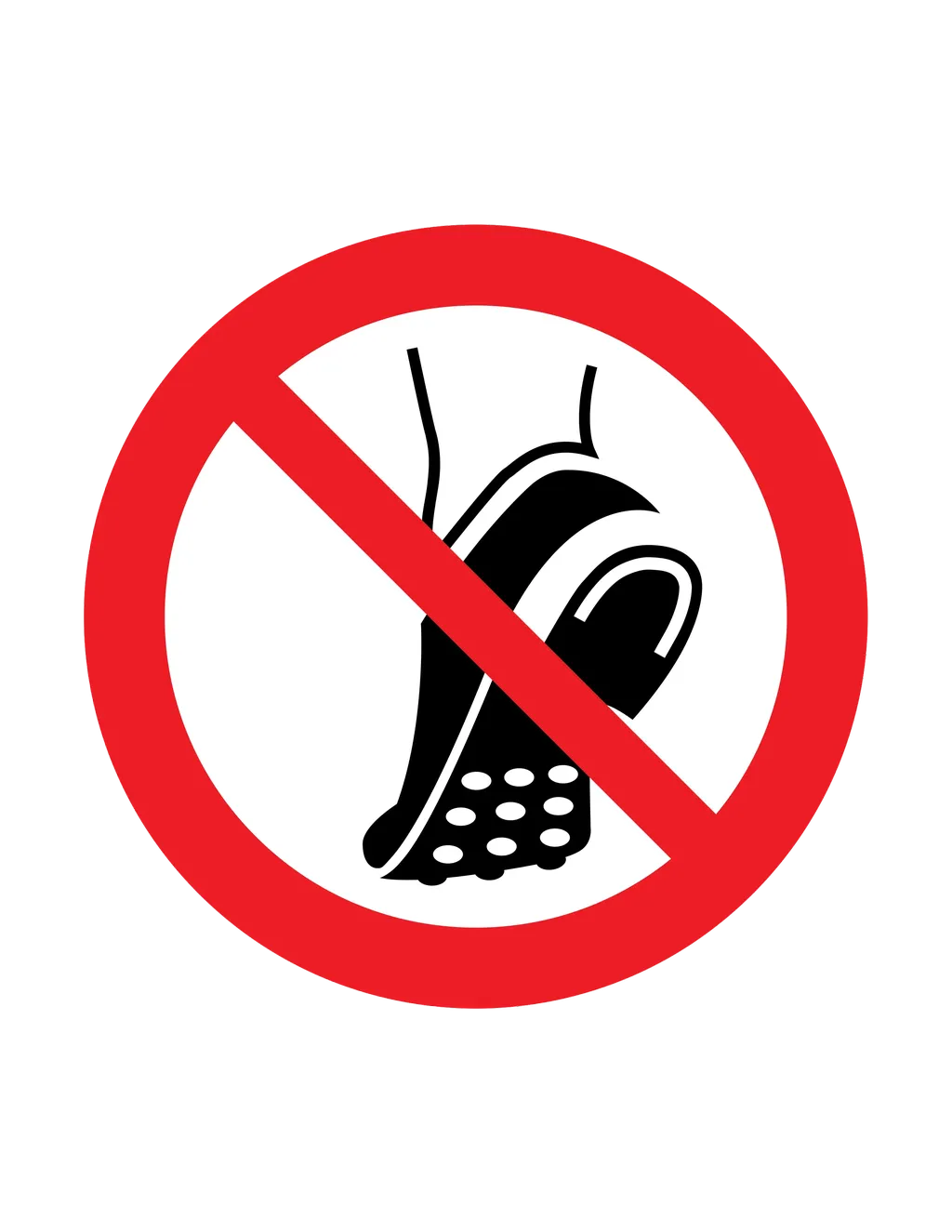 Panneau d'interdiction ISO 7010 P035 chaussures crantees interdites – signalétique de prohibition à Aigle dans le canton de Vaud (Suisse romande)