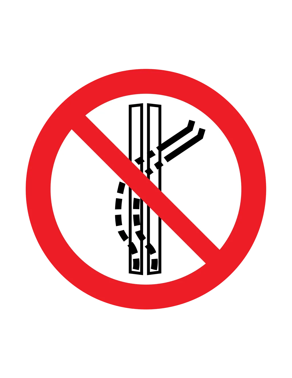 Panneau d'interdiction ISO 7010 P037 ne pas laisser de traces remorquage – signalétique d'interdiction dans le canton du Valais