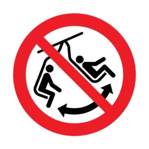 Panneau d'interdiction ISO 7010 P038 ne pas balancer chaise – panneau de défense en Suisse