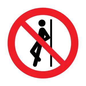 Panneau d'interdiction ISO 7010 P041 ne pas sappuyer – panneau de restriction dans le Valais suisse