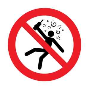 Panneau d'interdiction ISO 7010 P043 interdit aux personnes ivre – signalétique d'interdiction à Sierre dans le canton du Valais (Suisse)