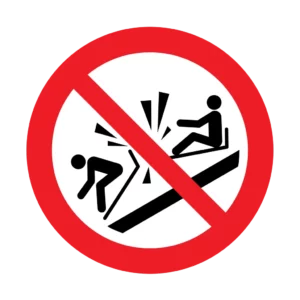 Panneau d'interdiction ISO 7010 P047 ne pas percuter le toboggan – signalétique d'interdiction dans le canton du Valais