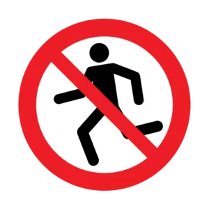 Panneau d'interdiction ISO 7010 P048 courir interdit – panneau de défense en Suisse