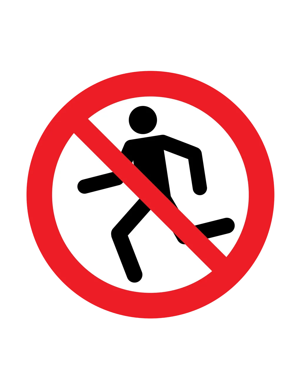 Panneau d'interdiction ISO 7010 P048 courir interdit – panneau de défense en Suisse