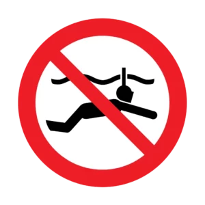 Panneau d'interdiction ISO 7010 P050 snorkeling interdit – signalétique de prohibition dans nos ateliers en Valais