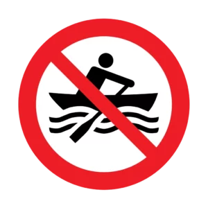 Panneau d'interdiction ISO 7010 P055 embarcation manuelle interdite – signalétique de prohibition à Aigle dans le canton de Vaud (Suisse romande)