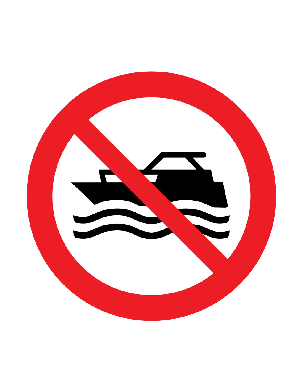 Panneau d'interdiction ISO 7010 P056 embarcation mecanique interdite – panneau de restriction en Suisse romande