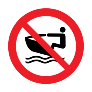 Panneau d'interdiction ISO 7010 P057 jet ski interdit – signalétique d'interdiction dans le canton du Valais