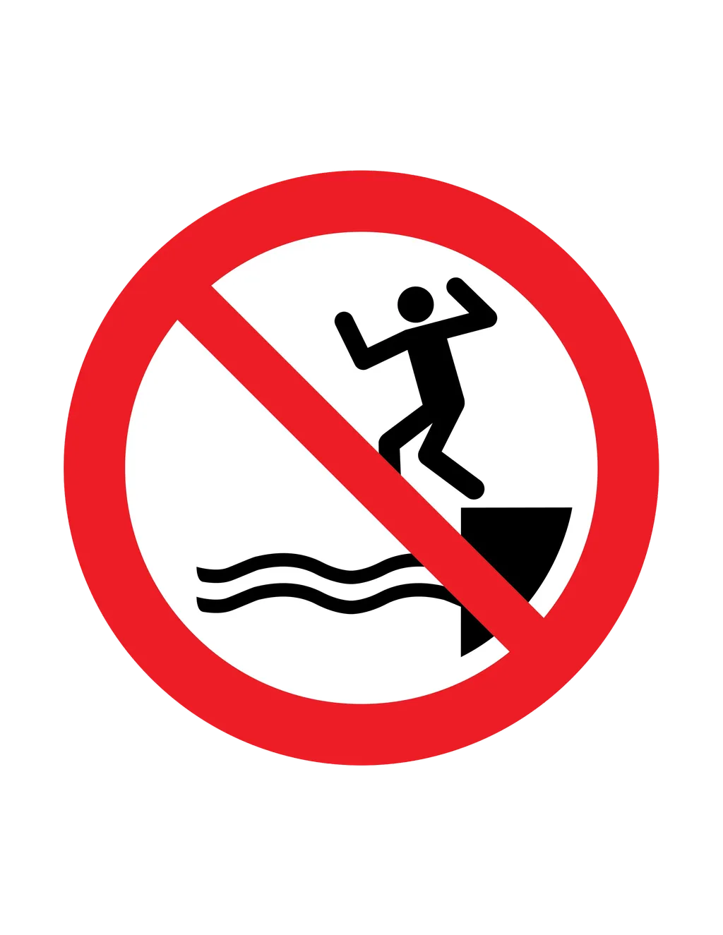 Panneau d'interdiction ISO 7010 P061 saut dans leau interdit – panneau de restriction dans le Valais suisse