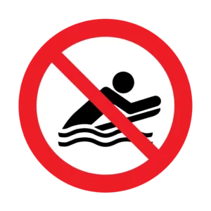 Panneau d'interdiction ISO 7010 P063 bodyboard interdit – signalétique d'interdiction à Sierre dans le canton du Valais (Suisse)