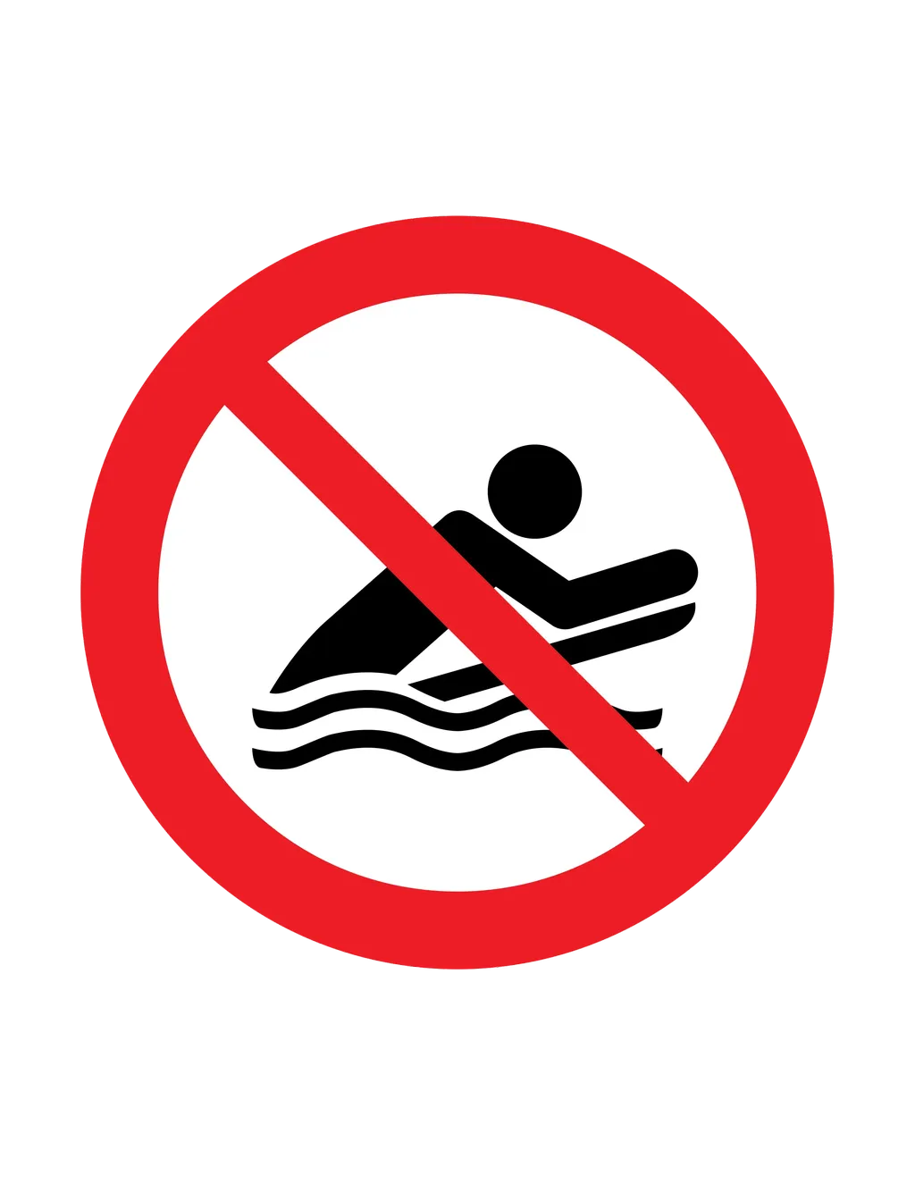 Panneau d'interdiction ISO 7010 P063 bodyboard interdit – signalétique d'interdiction à Sierre dans le canton du Valais (Suisse)