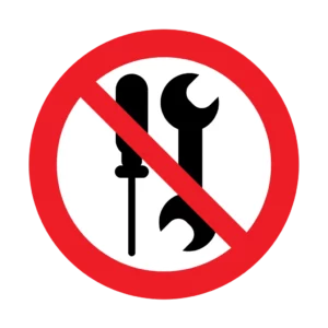 Panneau d'interdiction ISO 7010 P069 pas dentretien par utilisateur – signalétique d'interdiction dans le canton du Valais