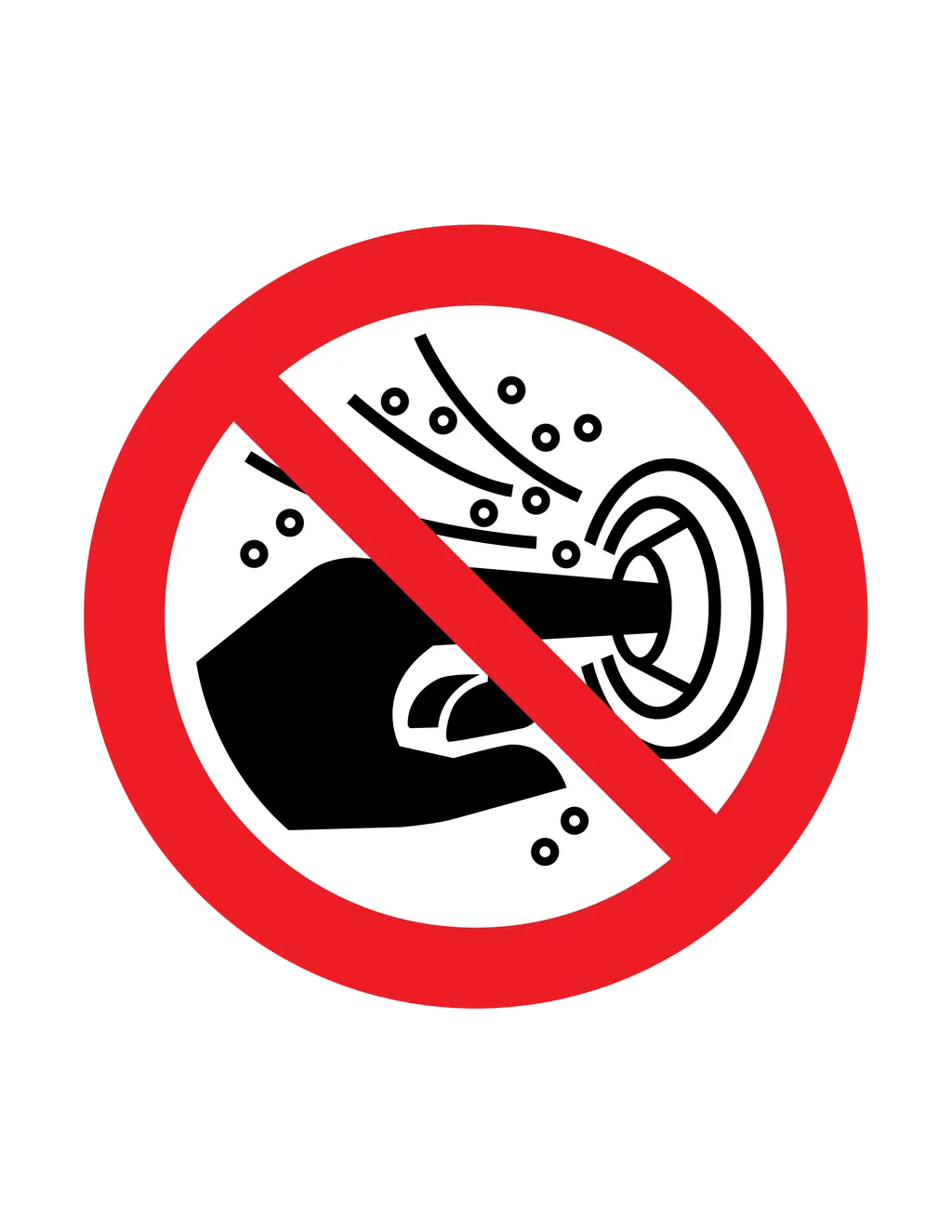 Panneau d'interdiction ISO 7010 P070 ne pas mettre doigt dans buse – panneau de défense en Suisse