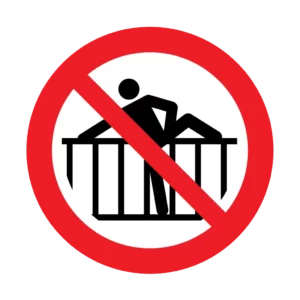 Panneau d'interdiction ISO 7010 P071 ne pas franchir barriere – signalisation d'accès interdit dans notre atelier en Valais